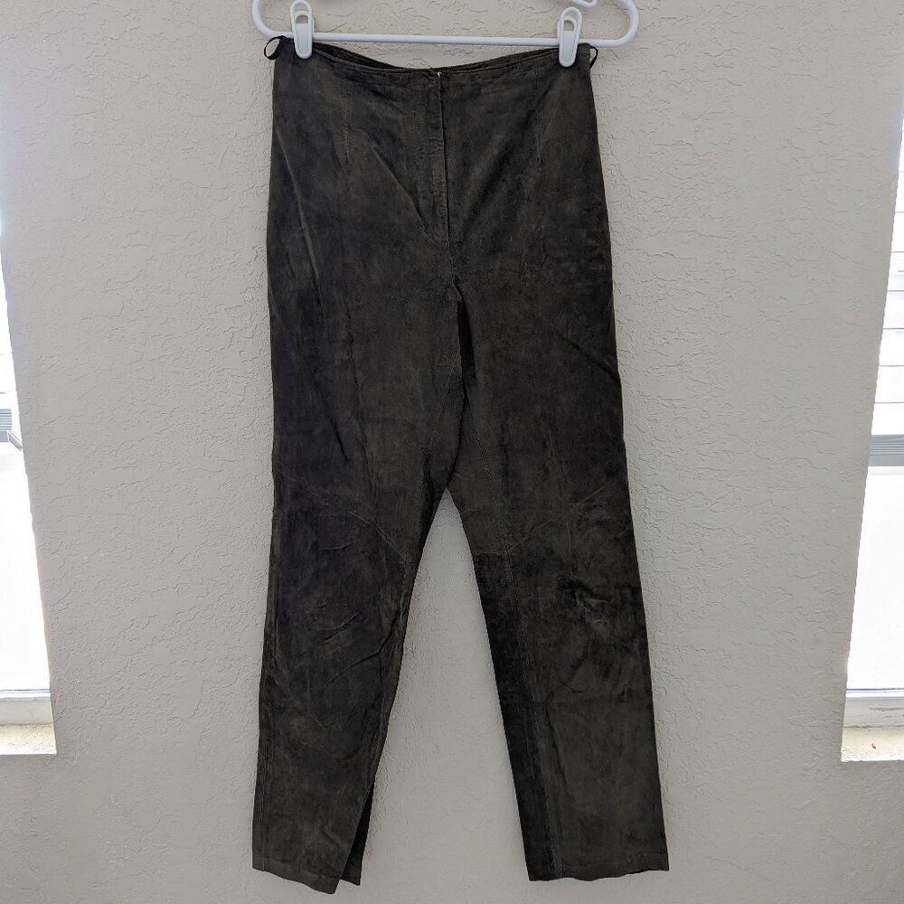 Vintage Green Leather Pants Retro 70s Hippie Size 4 Yvonne Marie